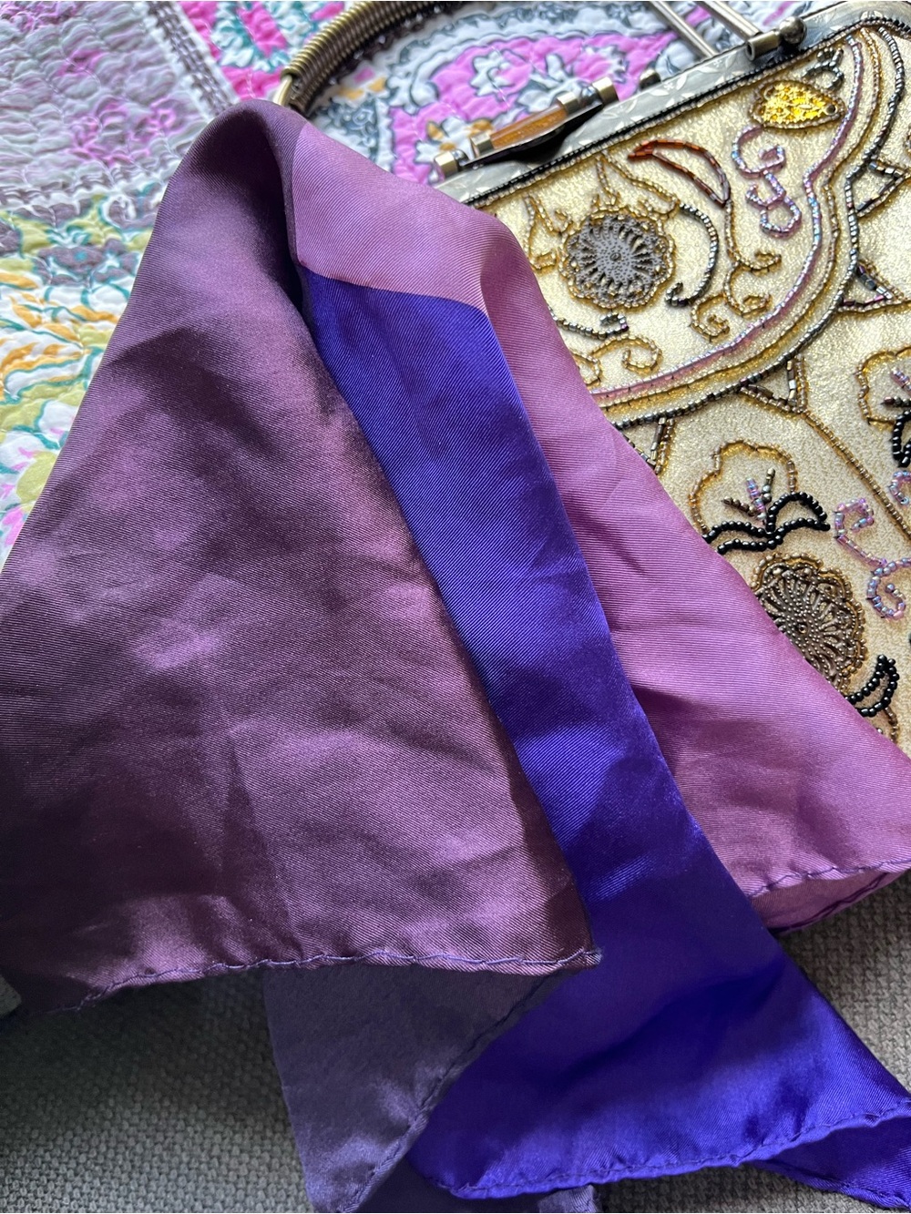 Purple Gradient Silk Scarf - Unbranded